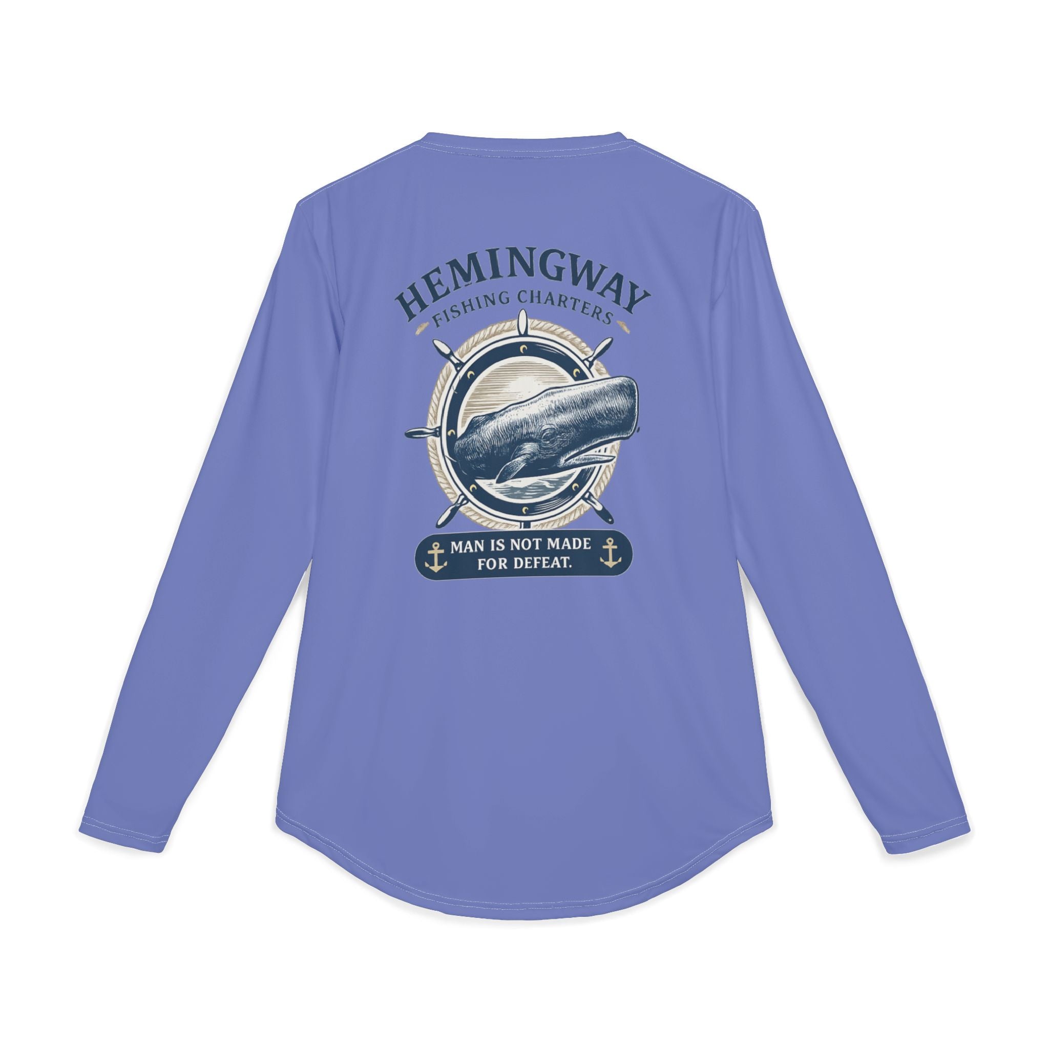 Hemingway Fishing Charters Long Sleeve UV Shirt — "Man Is Not Made For Defeat" 2026