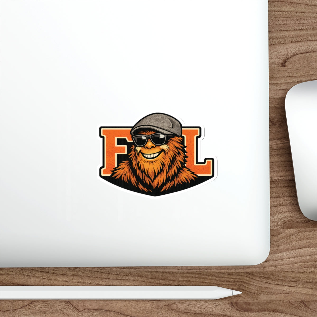 Bearded Dude Die-Cut Sticker — Cool Orange Logo Sticker for Laptops & Gear