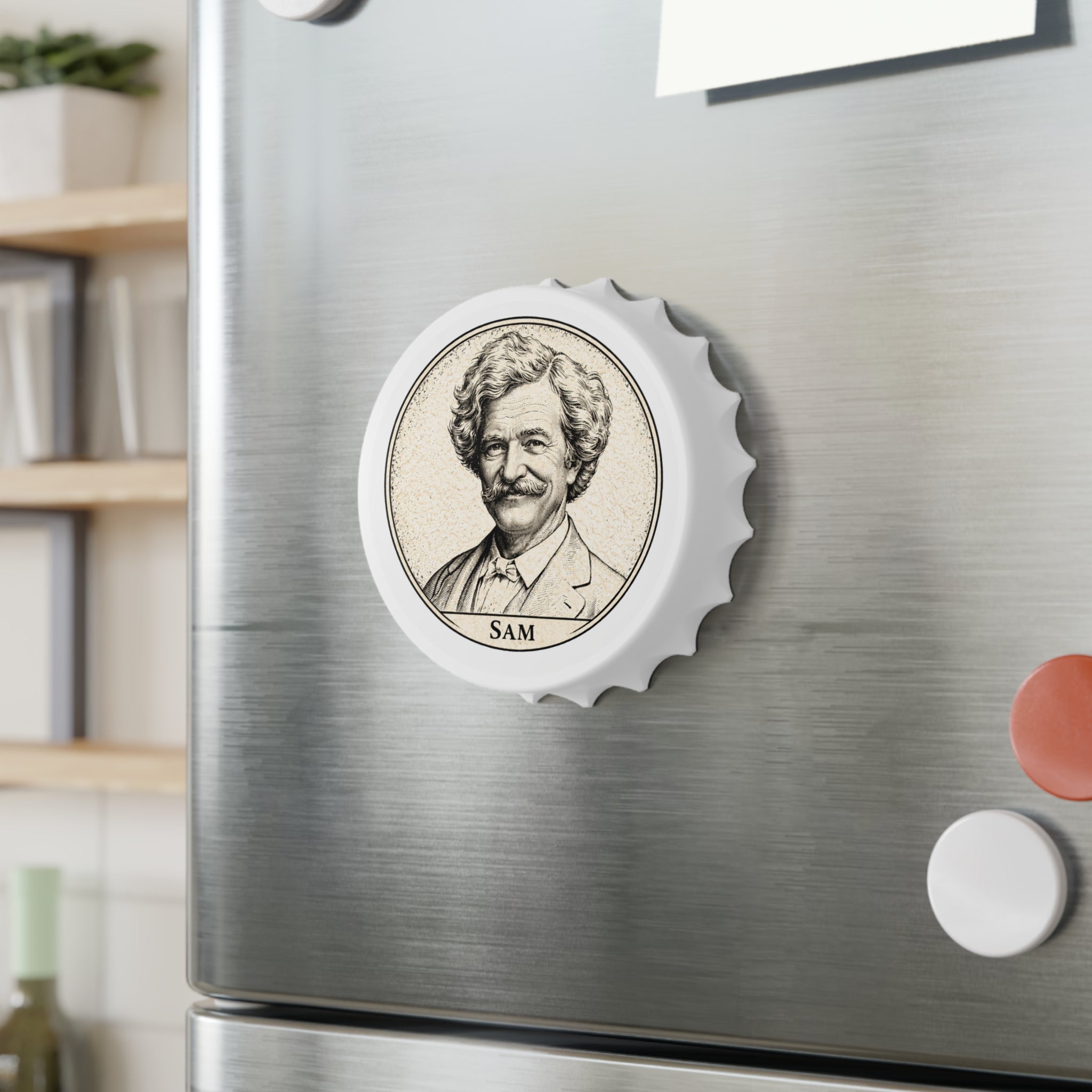 Vintage Sam Bottle Opener — Engraved Portrait Bottle Cap Opener