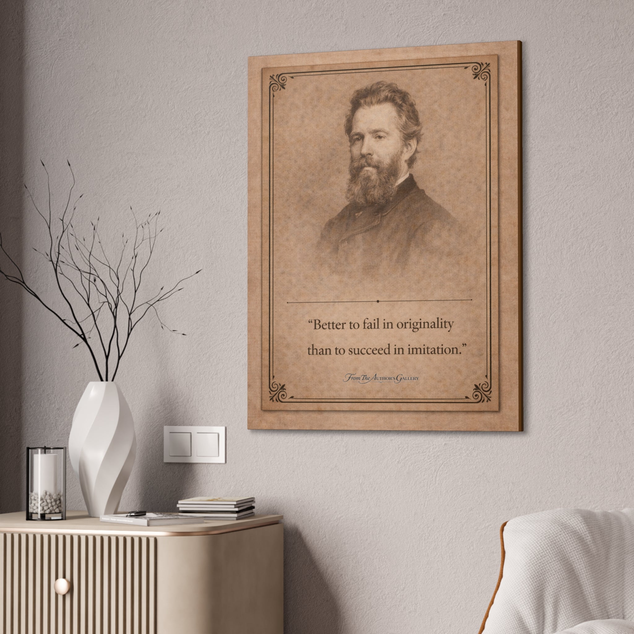 Herman Melville -- “Better to fail in originality than to succeed in imitation.” -- Vintage Literary Canvas Piece