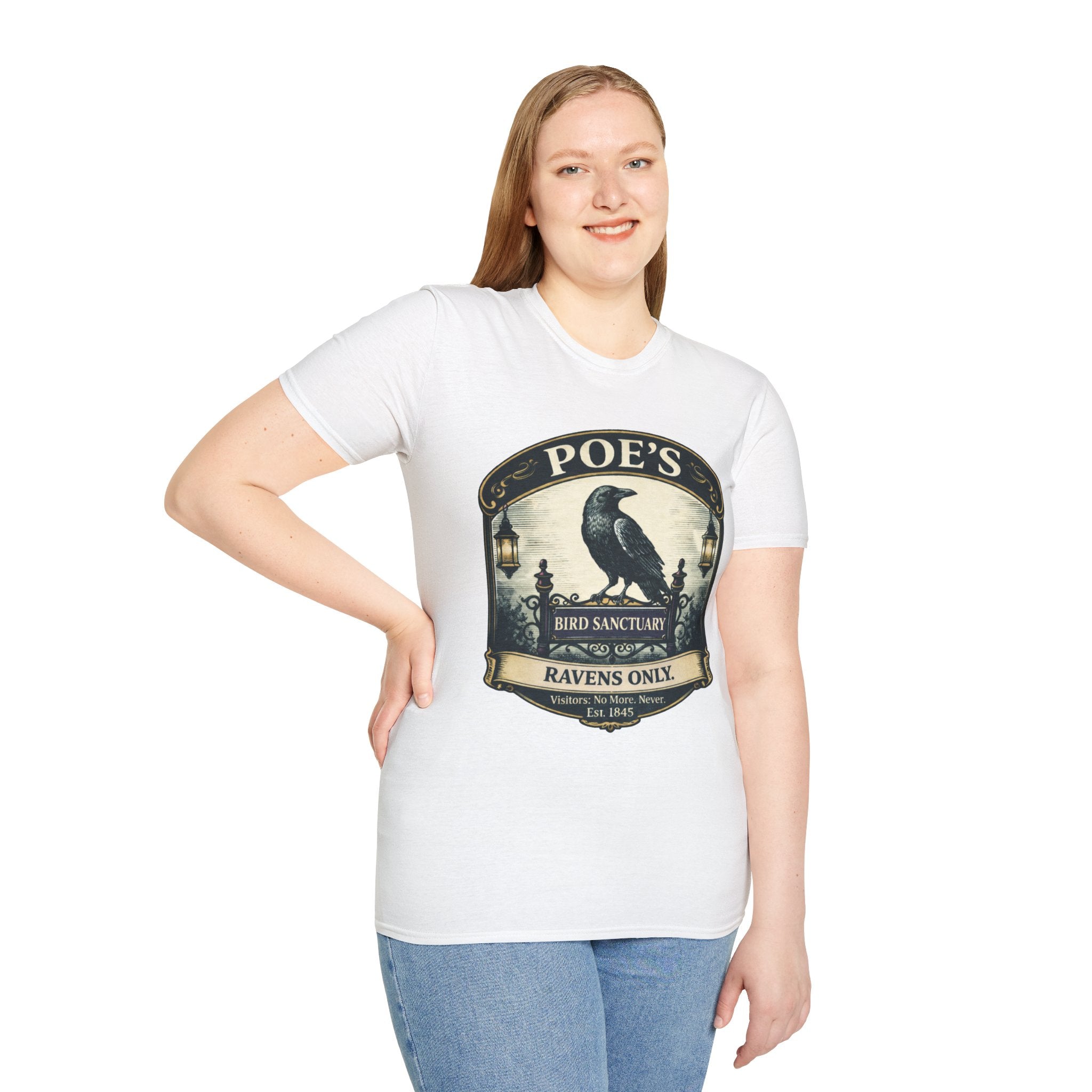 Poe’s Bird Sanctuary T-Shirt – Vintage Literary Humor Tee