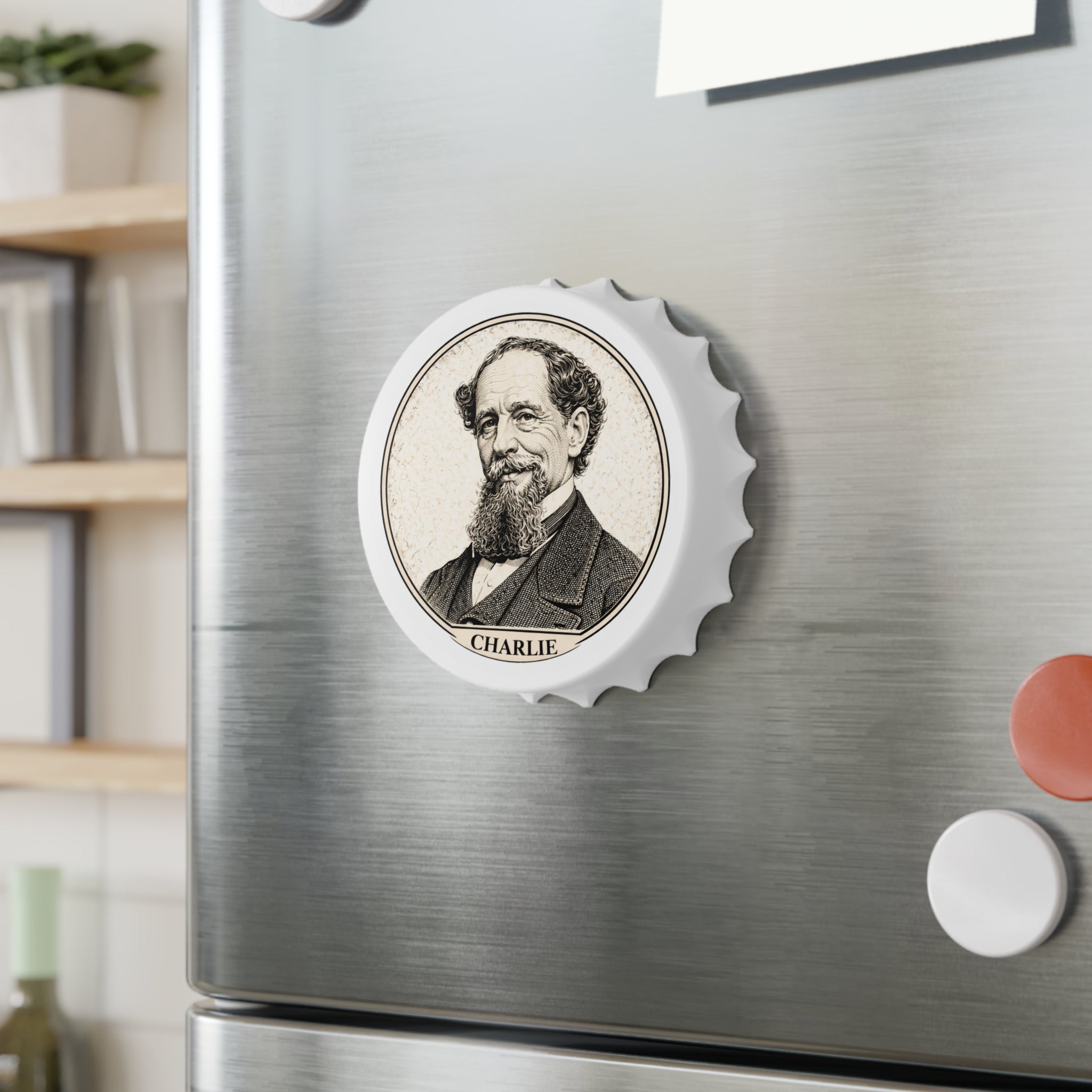 Vintage Charles Dickens Bottle Opener — Retro Portrait Beer Opener
